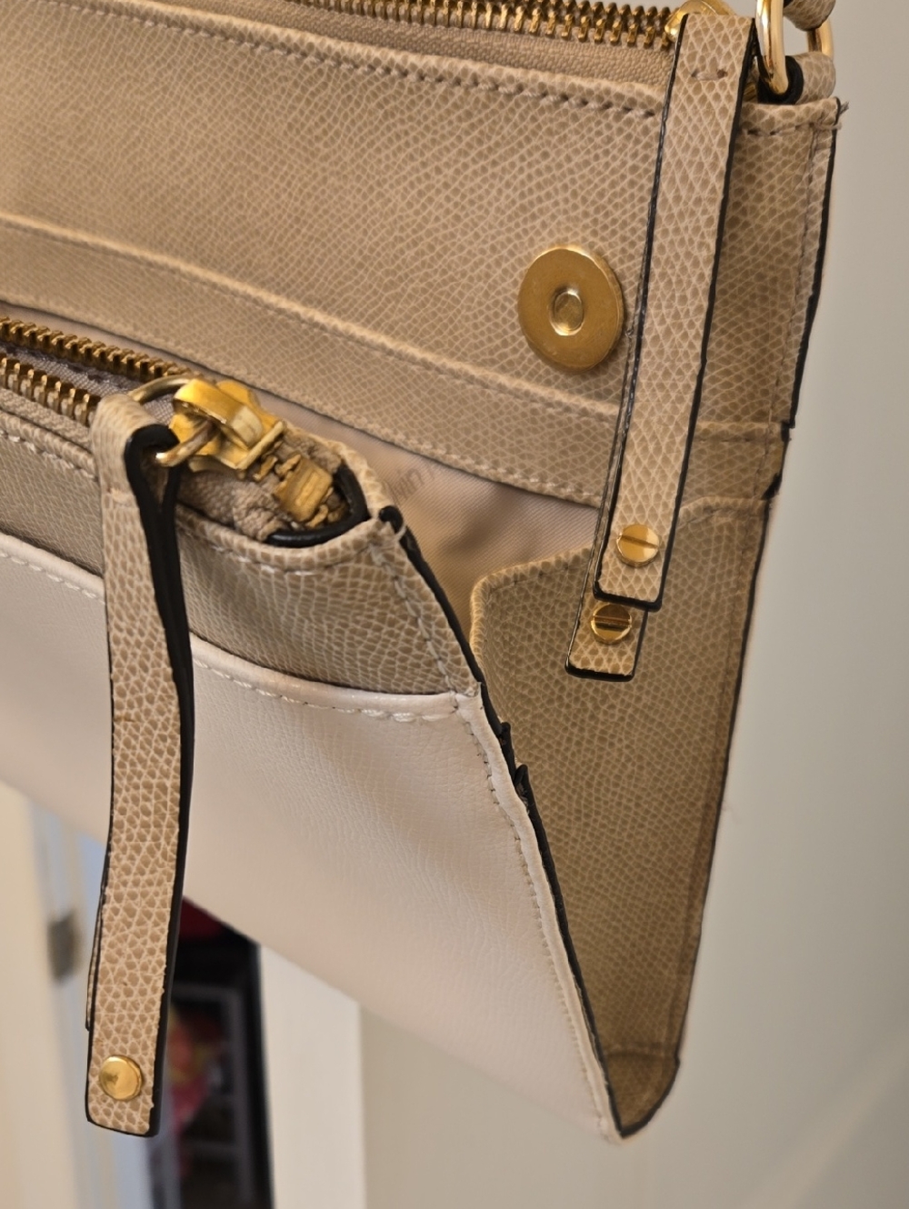 Calvin Klein Two-Tone Cream & Taupe Crossbody Bag - Picture 6 of 9